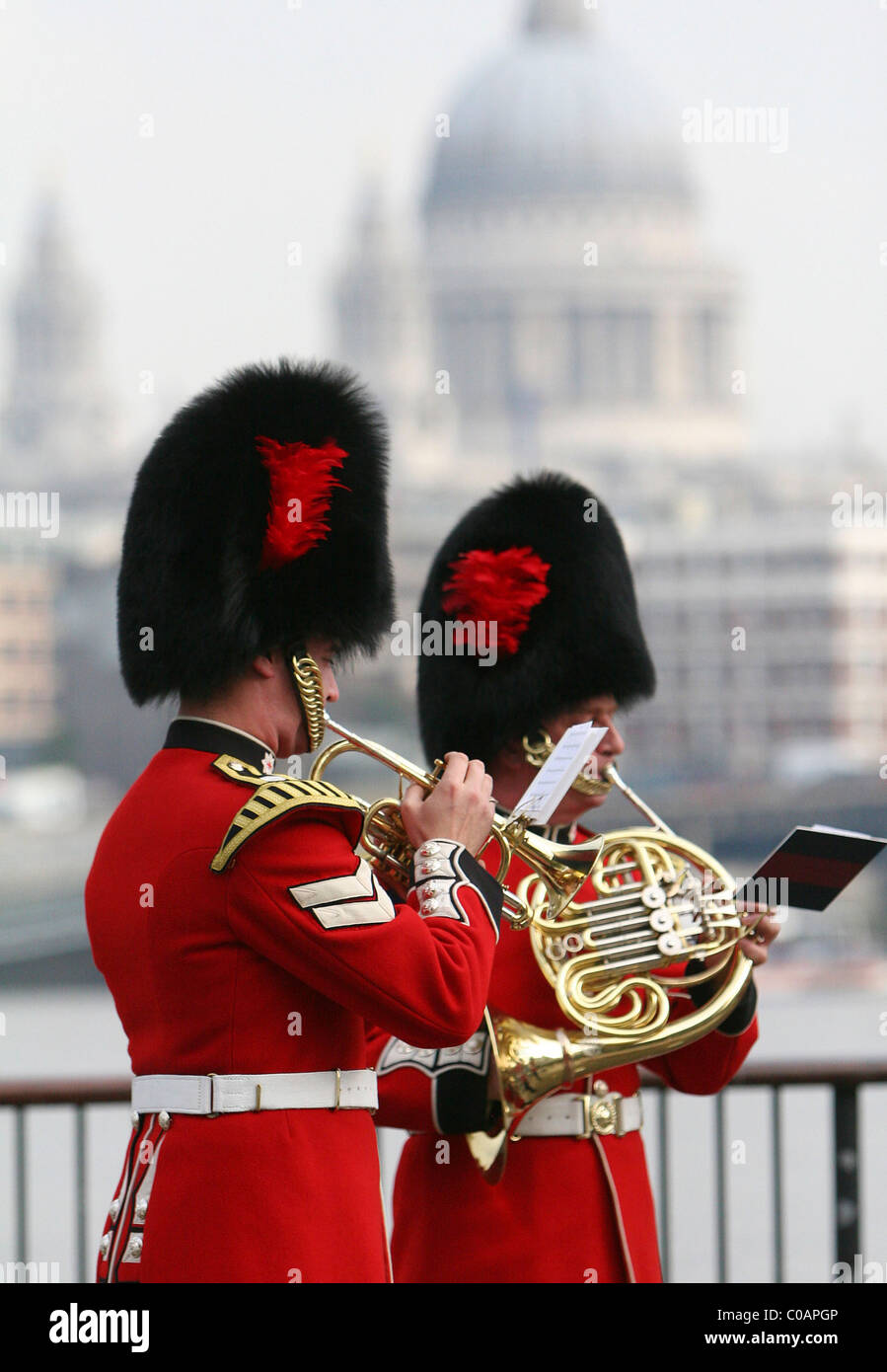 The Coldstream Guards performing on the South Bank to commemorate ...