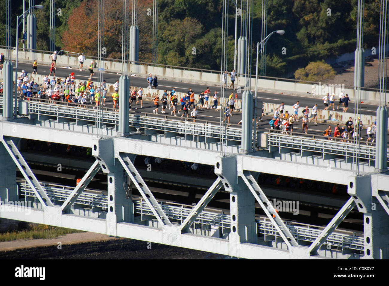 Runners crossing the VerrazanoNarrows Bridge from Staten Island to