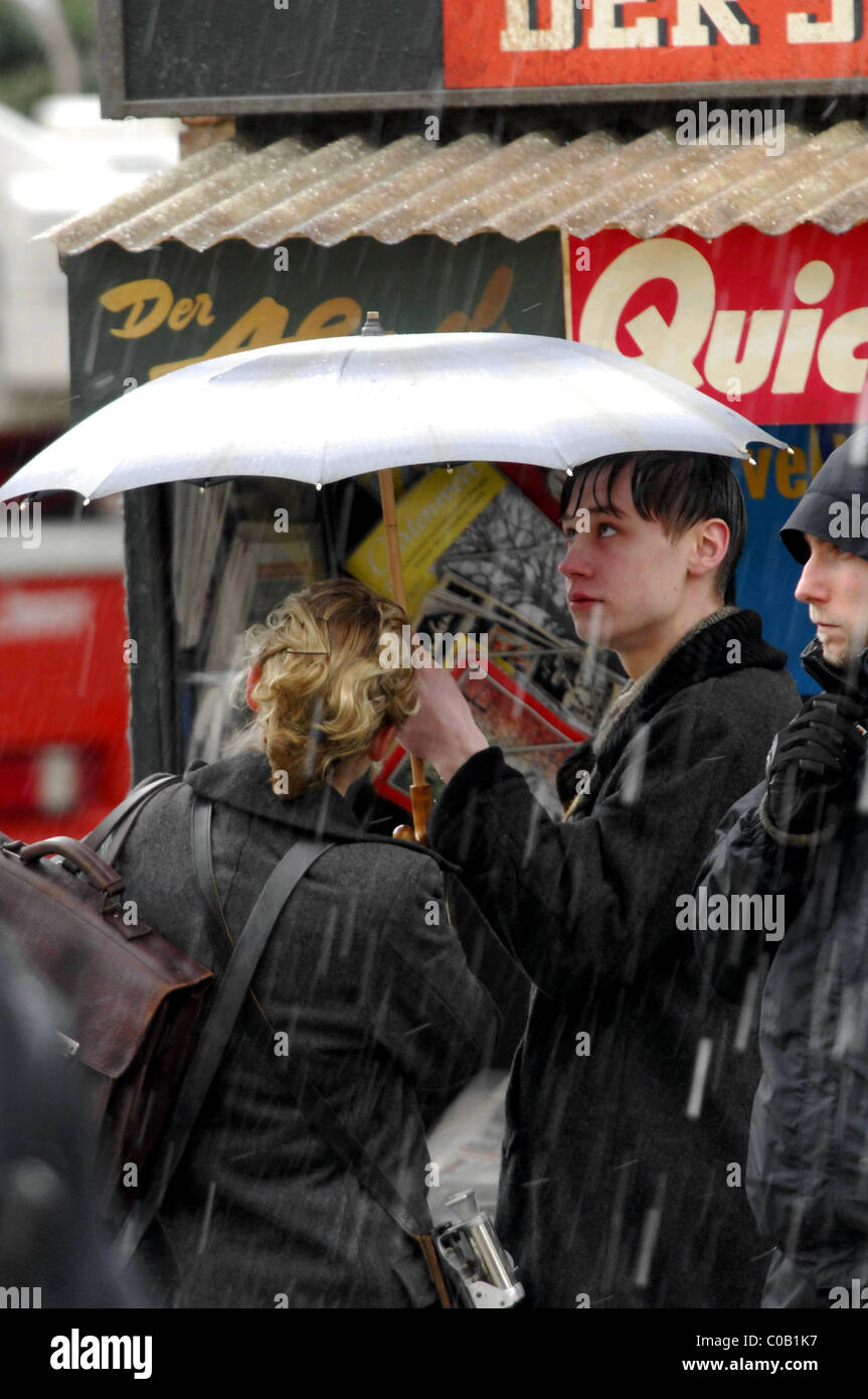 Kate Winslet, David Kross 4th day of filming on the set of 'The Reader' in Goerlitz Goerlitz, Germany - 05.03.08 **Not Stock Photo