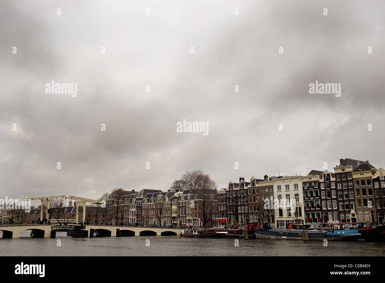 skinny bridge and amstel river, amsterdam, holland Stock Photo