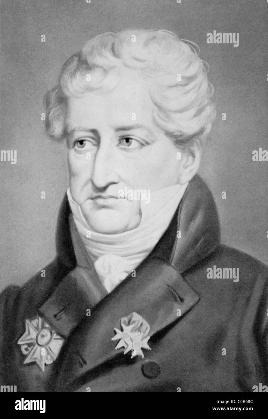 Vintage portrait painting circa 1880s of French naturalist and zoologist Georges Cuvier (1769 - 1832). Stock Photo