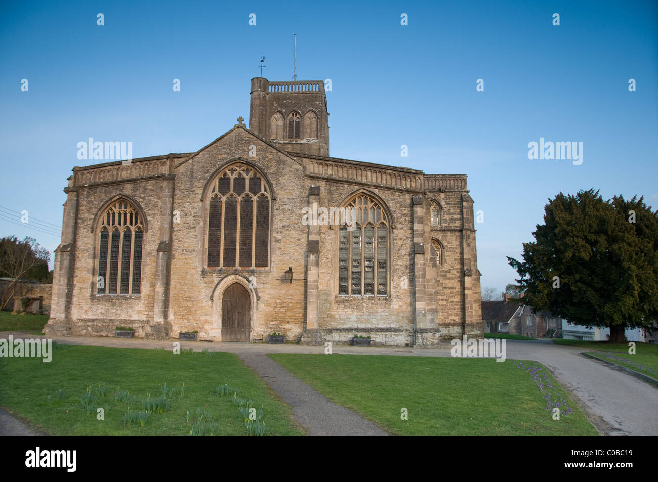 St Mary's Church in the village of Wedmore, Somerset, England Stock