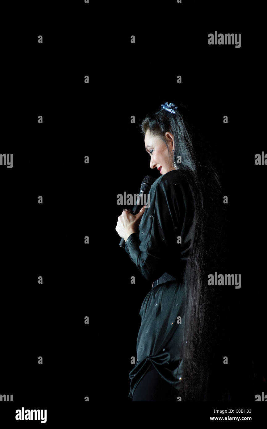 February 18, 2011, Sacramento, CA - Crystal Gayle performs on stage at Thunder Valley Casino in Rocklin, CA Stock Photo