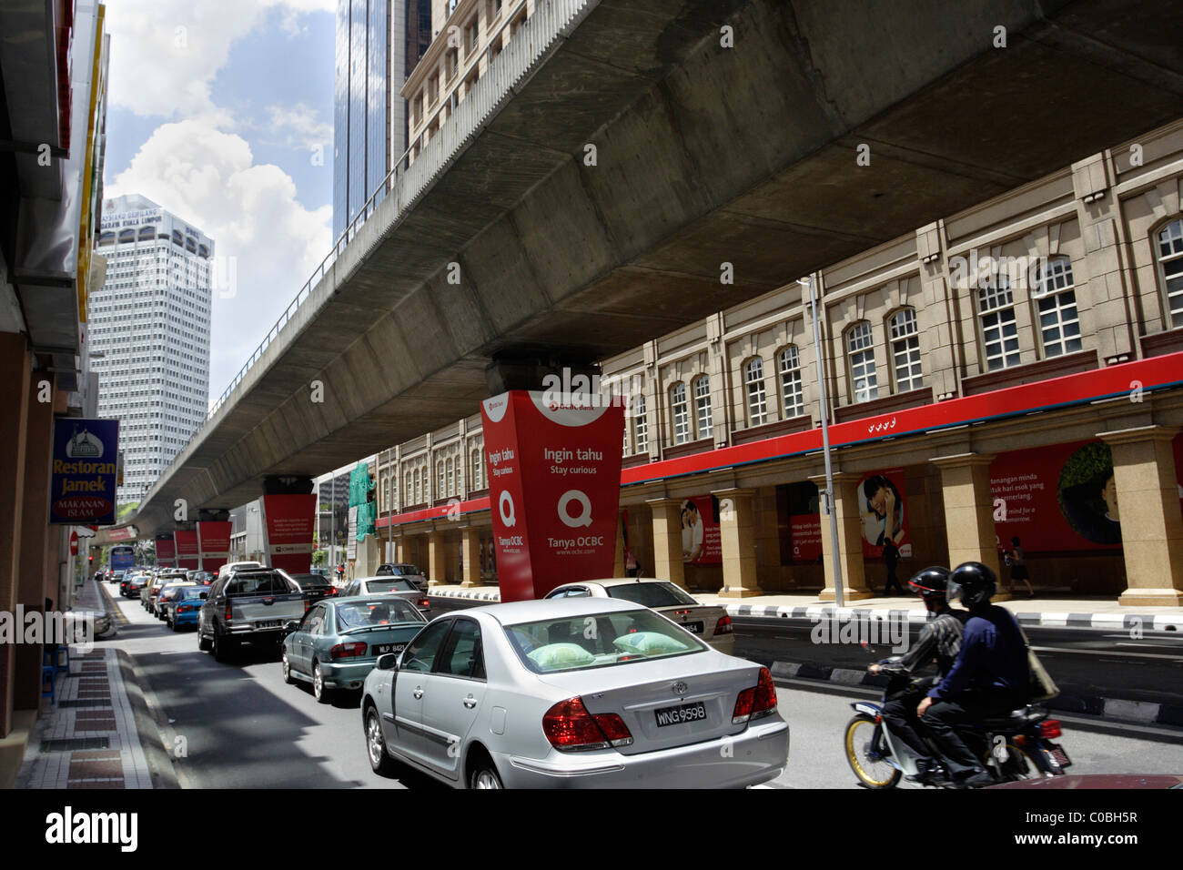 Elevated railway track across the city of Kuala Lumpur in Malaysia. Stock Photo