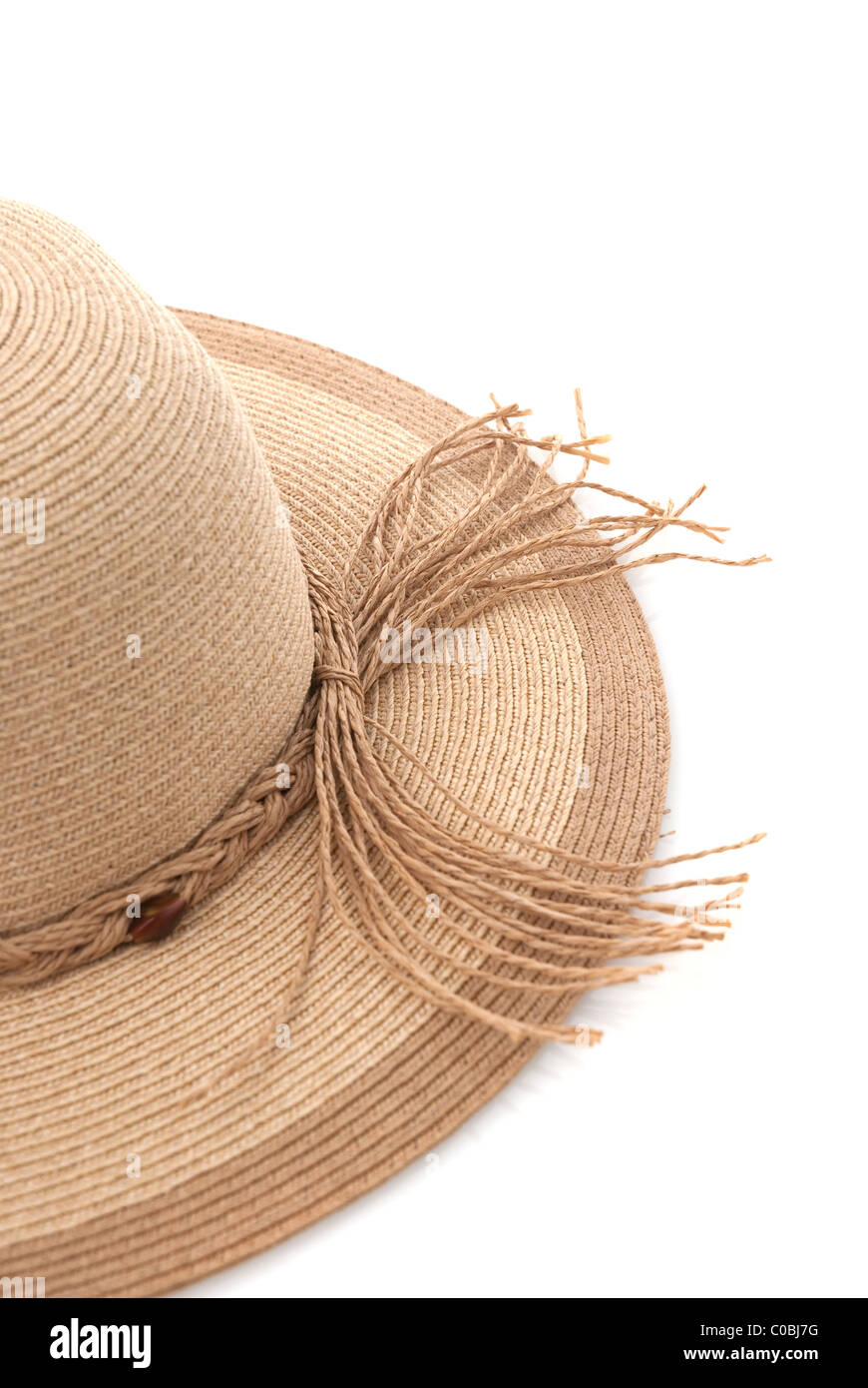 Straw hat with ribbon isolated on white background Stock Photo - Alamy