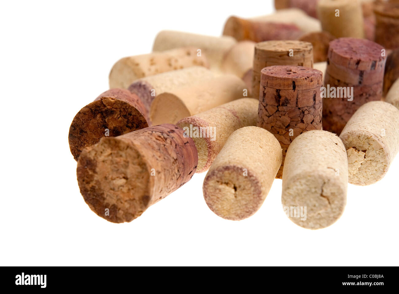 Corks from bottles guilt isolated on white background. Stock Photo