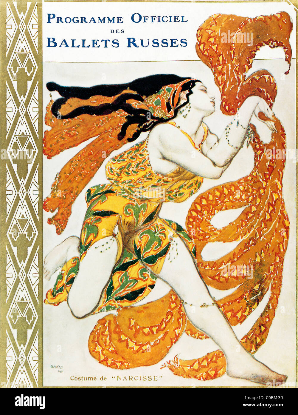 Leon Bakst, Ballets Russes, 1911 cover of the programme for Narcisse with the costume design for a Bacchante Stock Photo