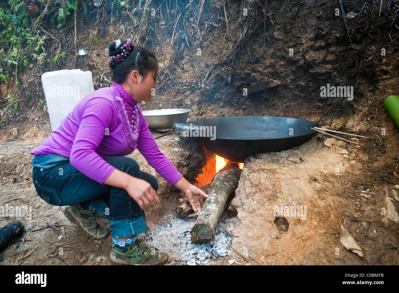 Miao people working on a Taxus / Yew tree plantation project Stock Photo