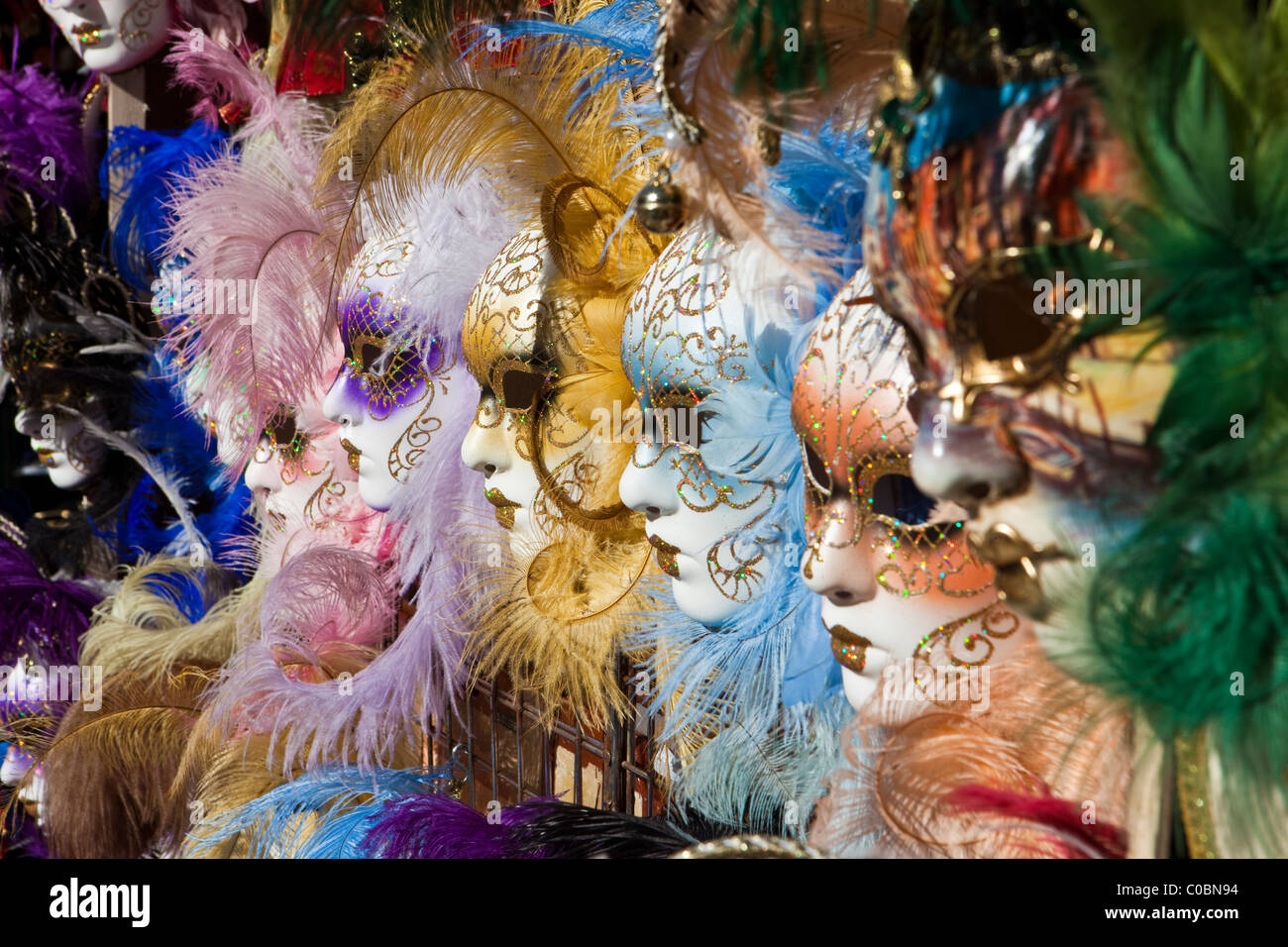 Full frame of colorful masks Stock Photo Alamy