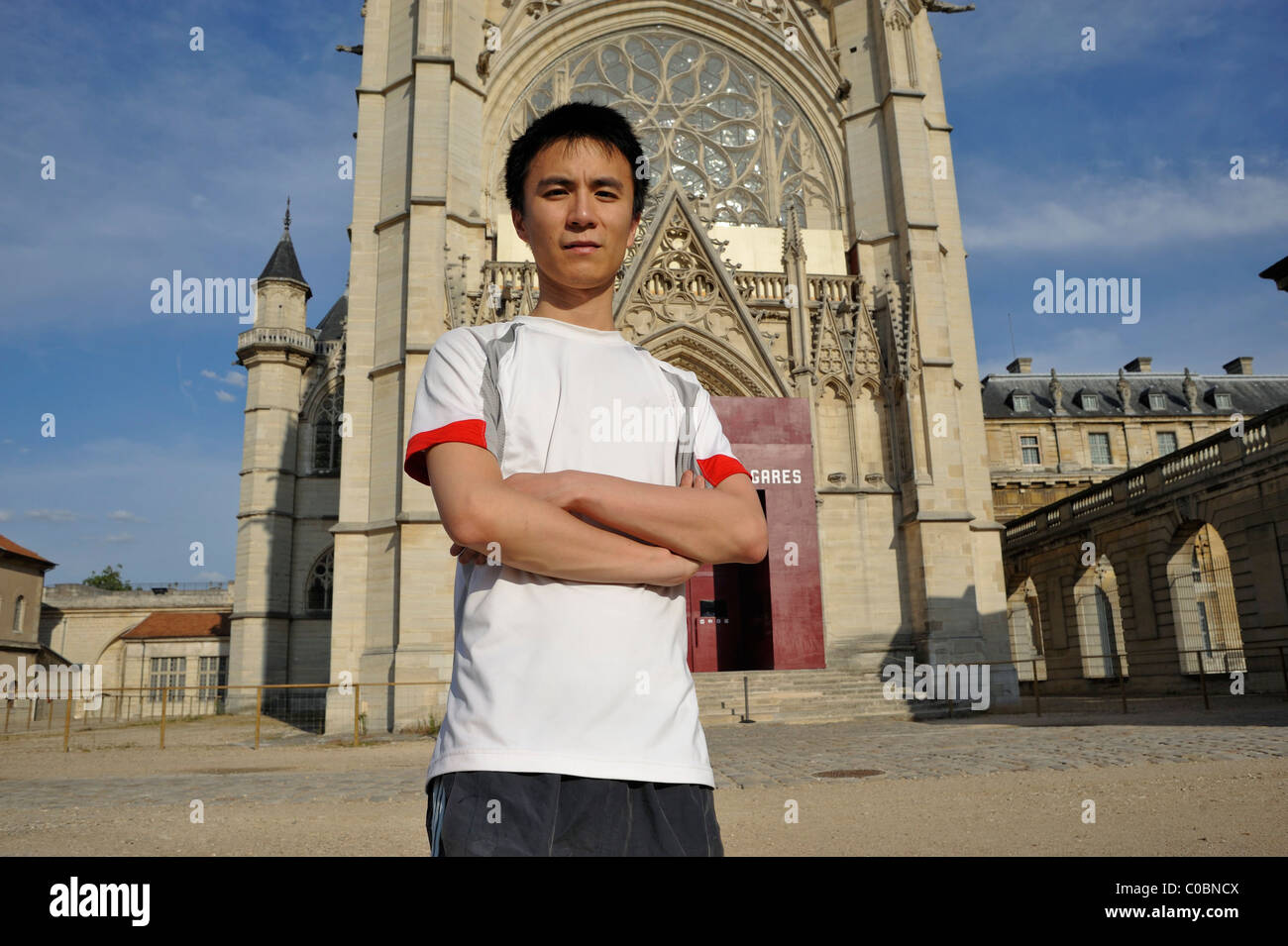 Paris, France, Portrait, Young Chinese Man, Visiting Castle, Stock Photo