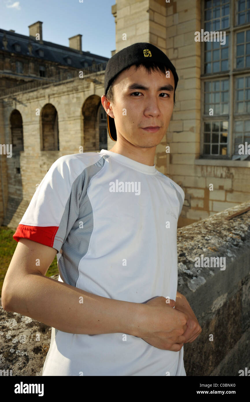 Paris, France, Portrait Young Chinese Man, Visiting Chateau de Vincennes Stock Photo