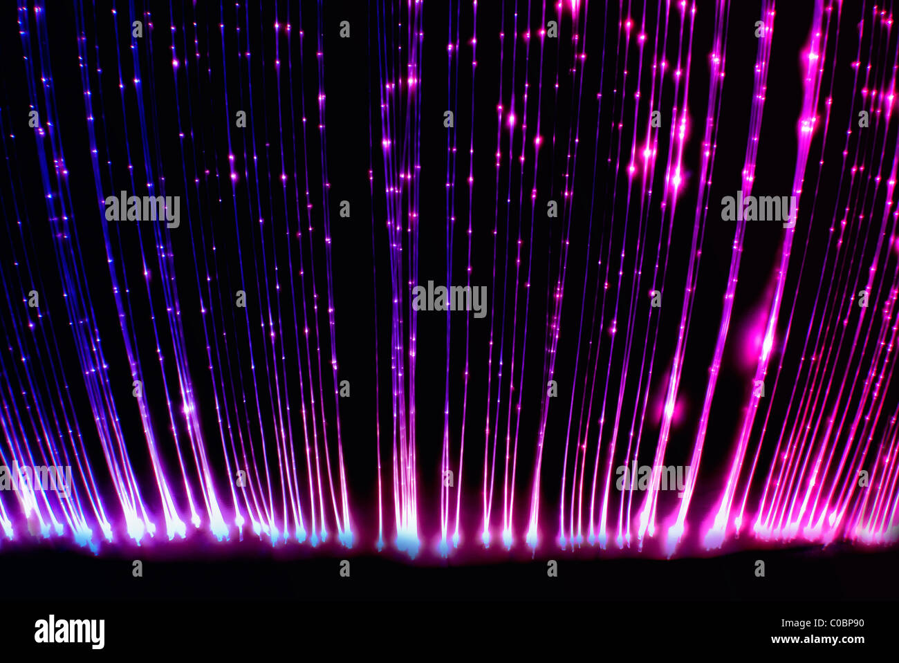 Fiber optic cables in the light sensory room. Stock Photo