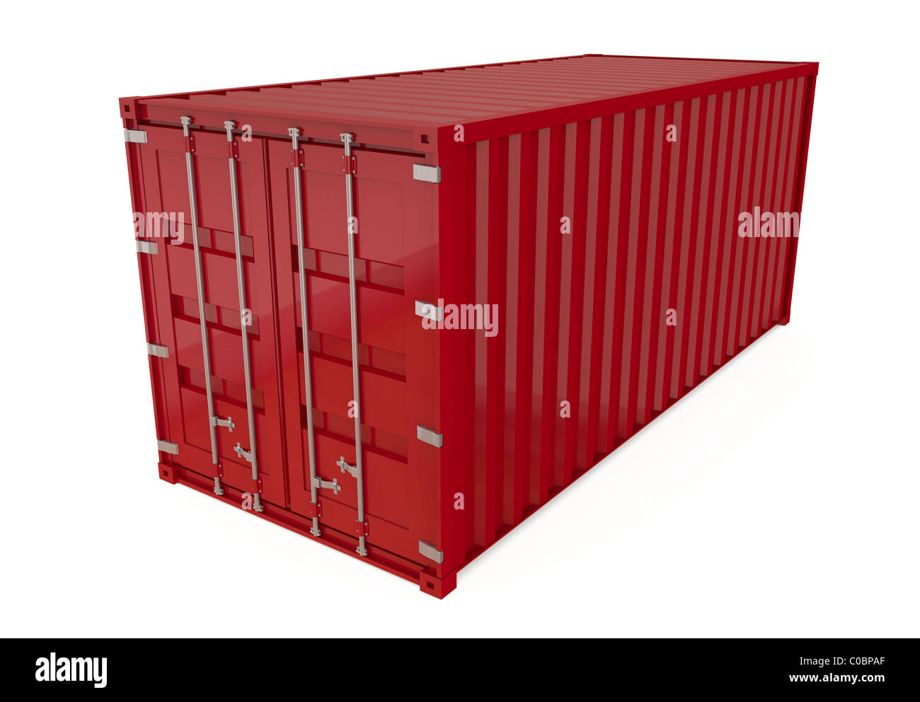 Red shipping container, 3D rendered illustration Stock Photo