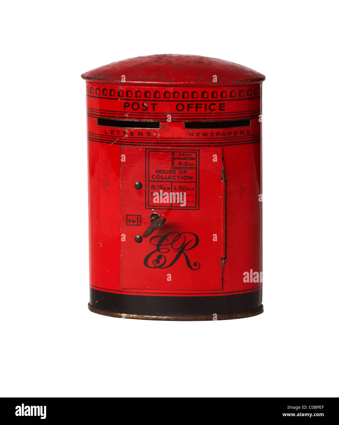 Post Office Red Money Box from Coronation Year 1953 Stock Photo