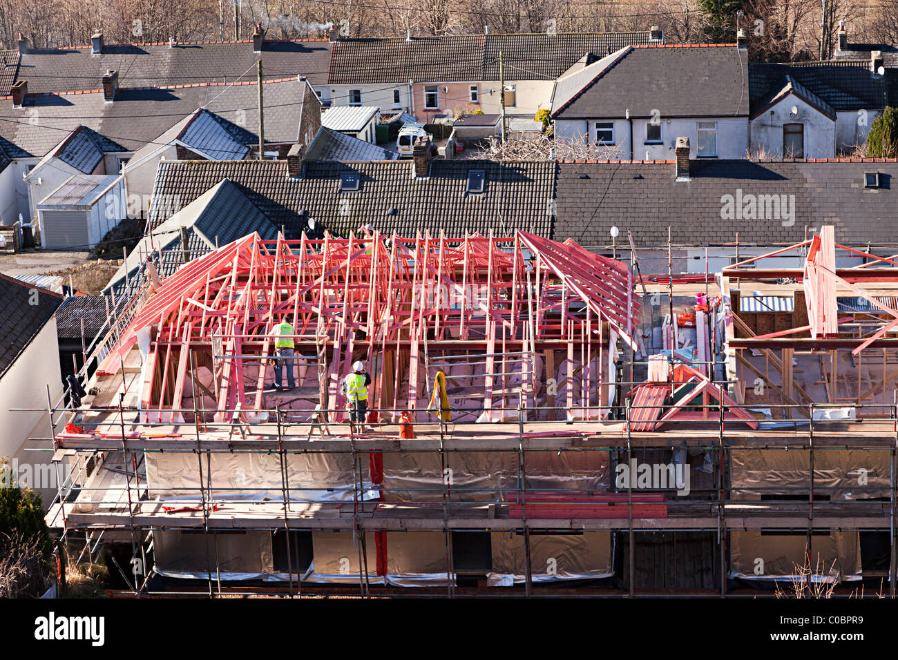 New house being built in Ty Llwyn Ebbw Vale Blaenau Gwent Wales UK
