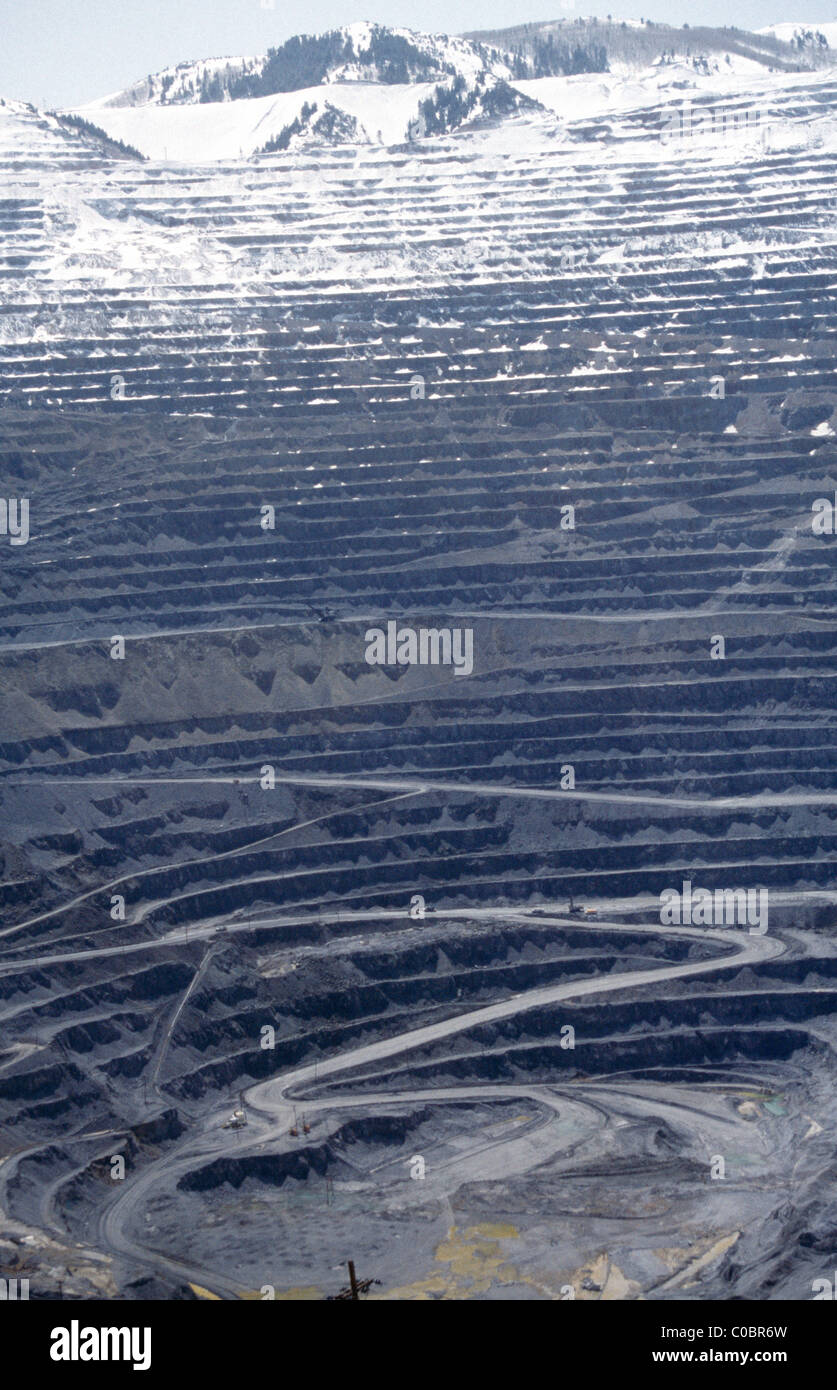 Utah Usa Kennecott Deepest Open Cast Copper Mine In The World Snow
