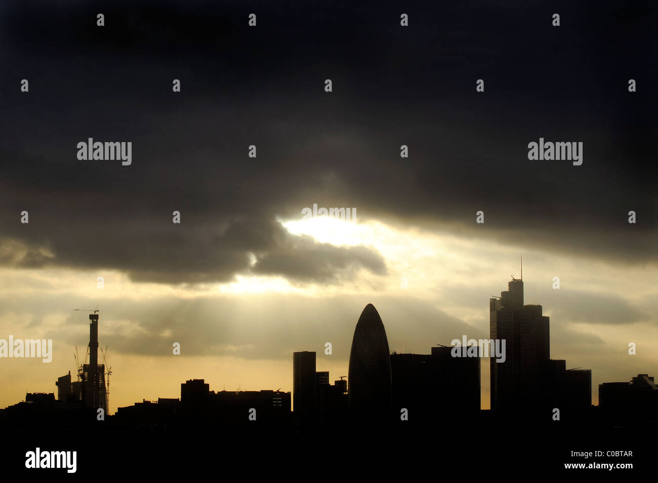 London skyline with heavy clouds Stock Photo - Alamy