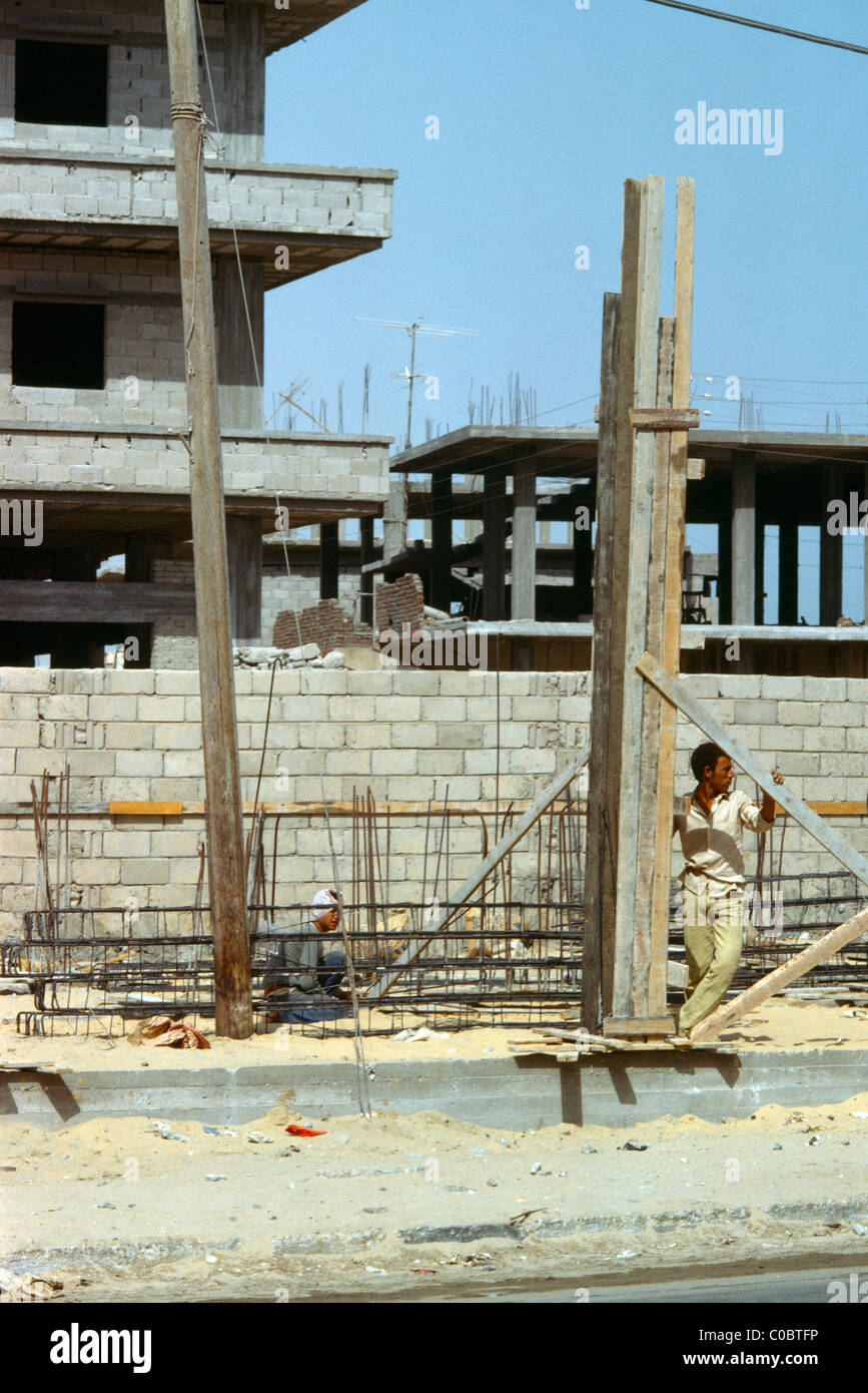 Sinai Egypt Construction Workers On Site Stock Photo