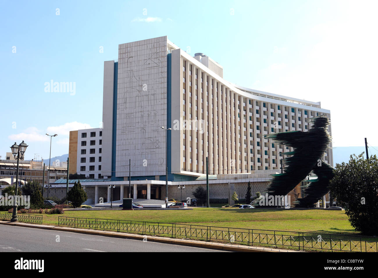 europe greece athens kifisias avenue the hilton hotel and stacked glass