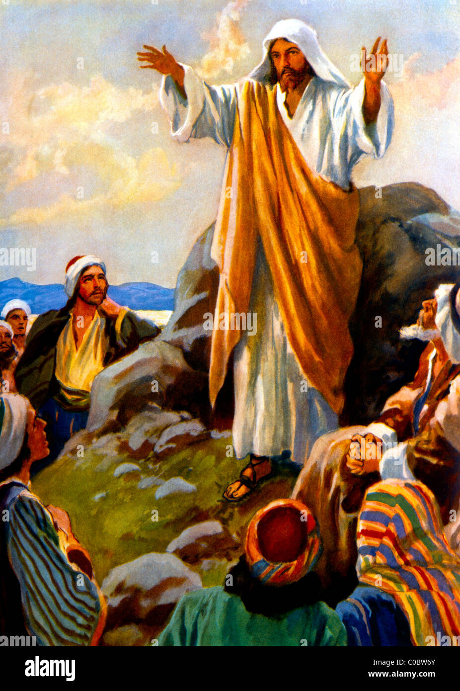 The Sermon On The Mount Bible Story Painting By Henry Coller Stock Photo