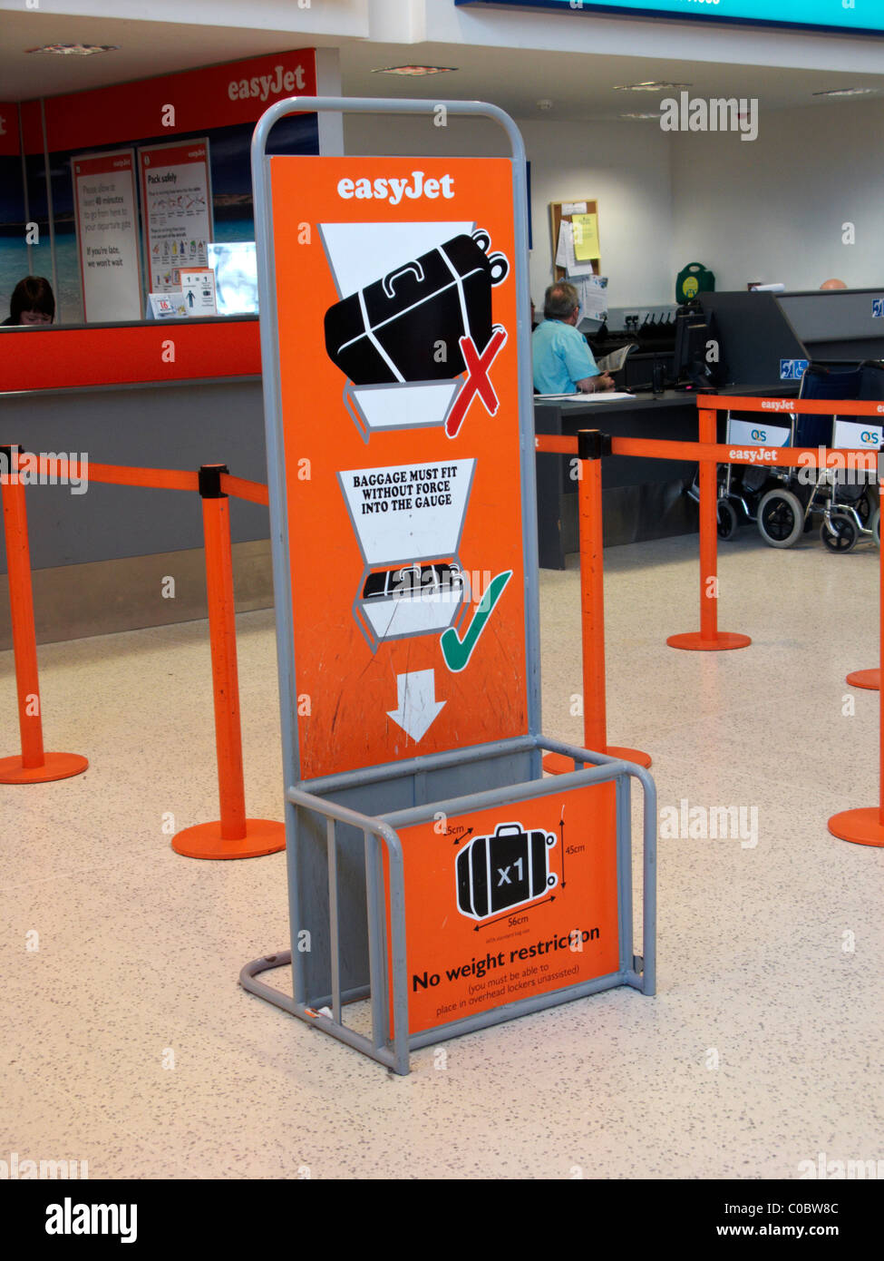 easyjet cabin baggage size gauge at Belfast International Airport Northern Ireland Stock Photo