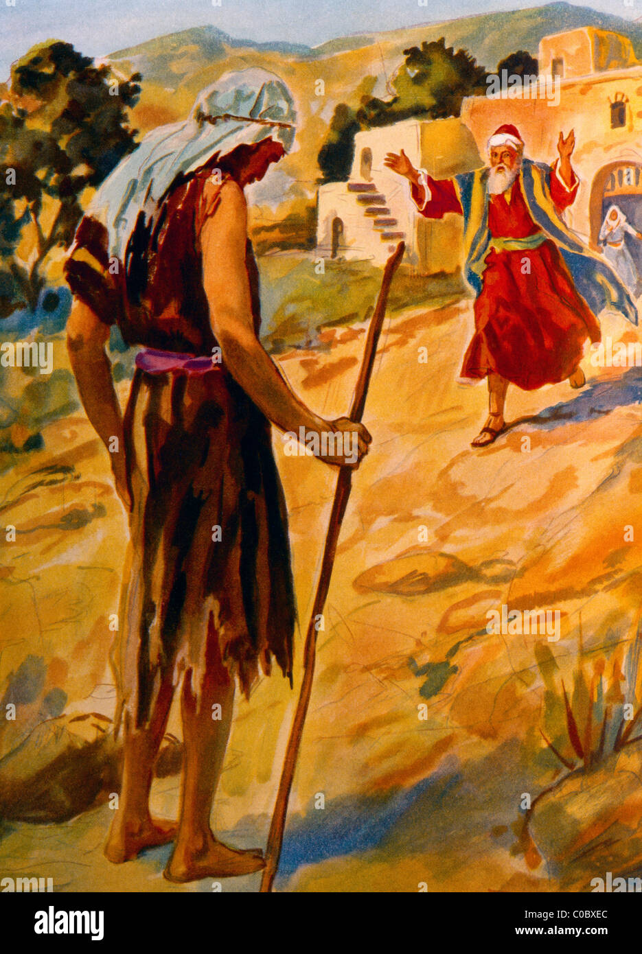 The Father Runs To Welcome Home His Wandering Son Painting By Henry Coller Bible Story Stock Photo
