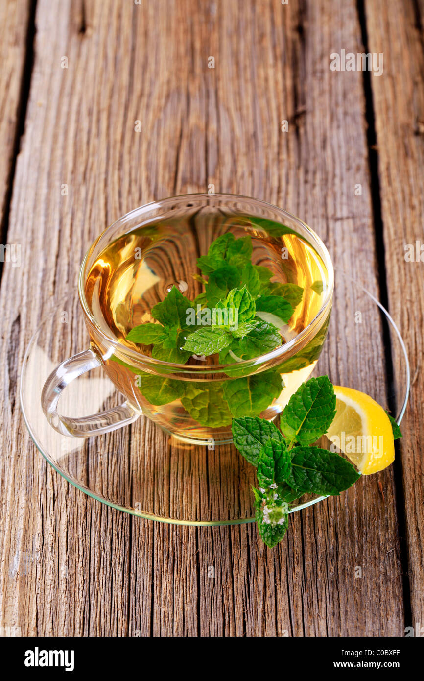 Mint tea made of fresh mint leaves Stock Photo