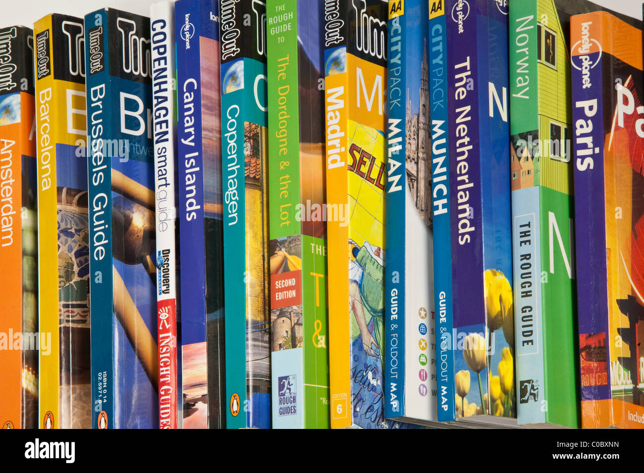 Travel guide books for Europe Stock Photo Alamy