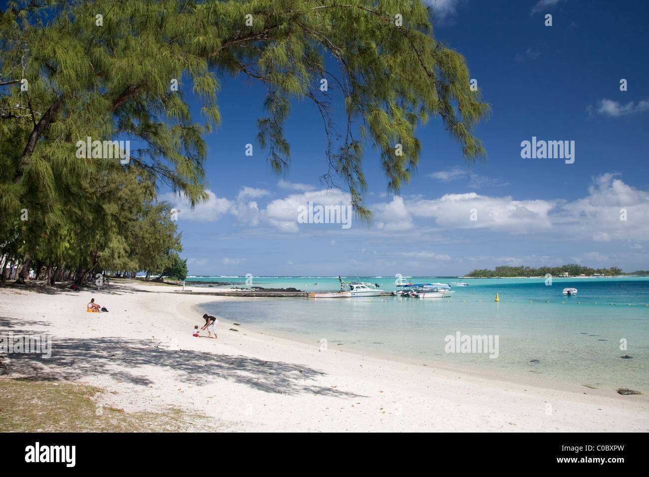 Beach Blue Bay Mauritius Stock Photo Alamy