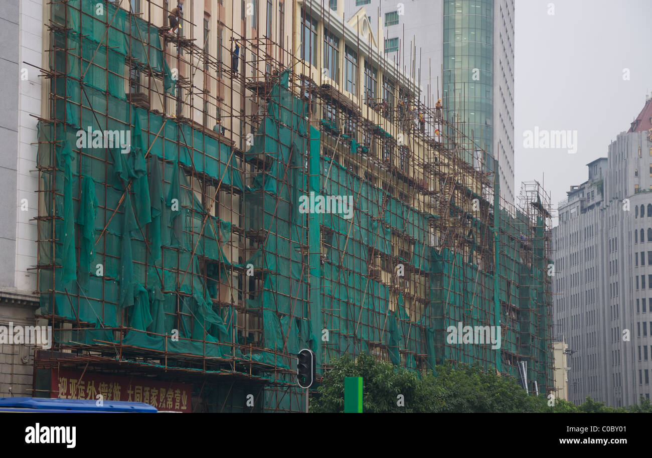 Bamboo scaffold on a building in Guangzhou China Stock Photo