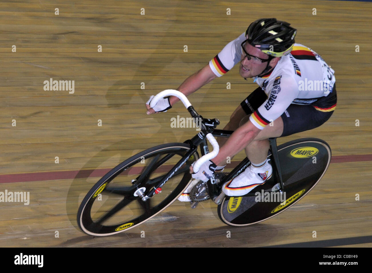 Erik Mohs (Germany). Mens Omnium. UCI Track World Cup. Manchester Velodrome Stock Photo