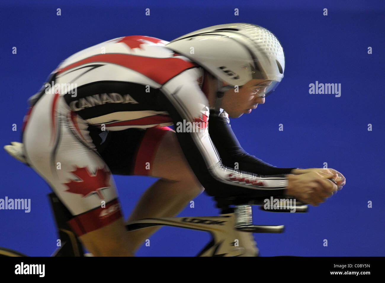 Remi Pelletier-Roy (Canada). Mens Individual Pursuit. UCI Track World Cup. Manchester Velodrome Stock Photo