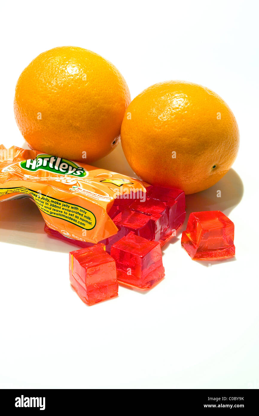Hartley's jelly cubes Orange flavour, Ornages, London, England, UK