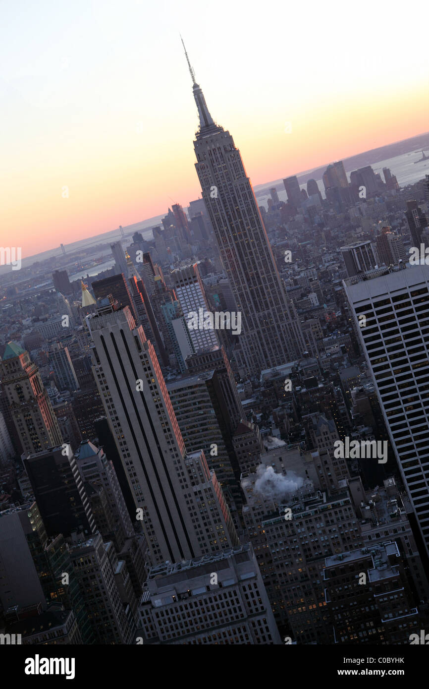 New York City skyline at sunset Stock Photo - Alamy
