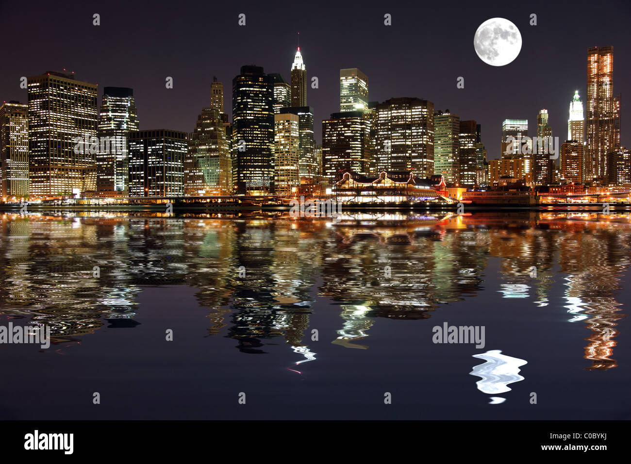 Images New York City USA Moon Cove night time Houses 1080x1920