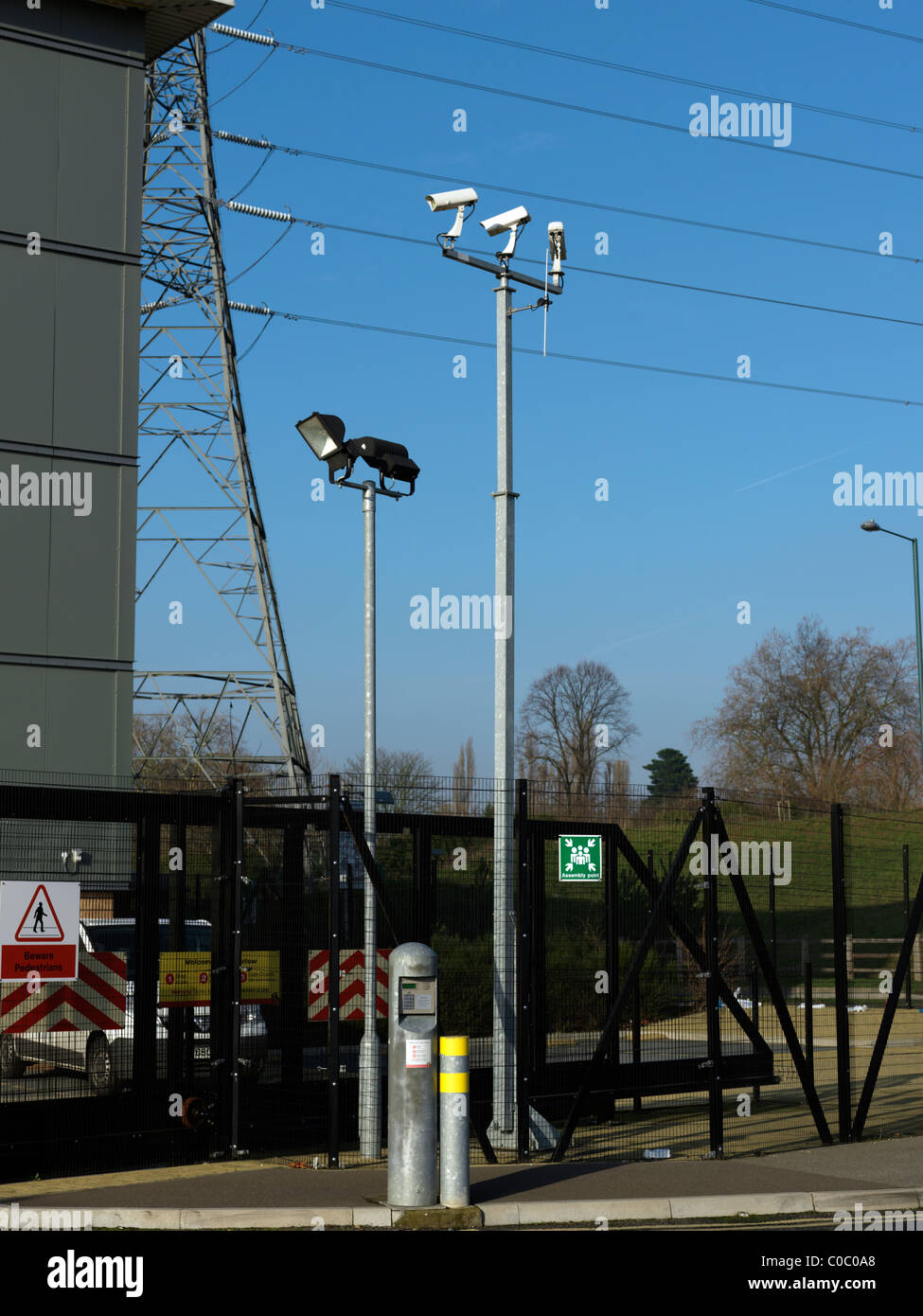 Security Gates With Security Cameras And Keypads England Stock Photo