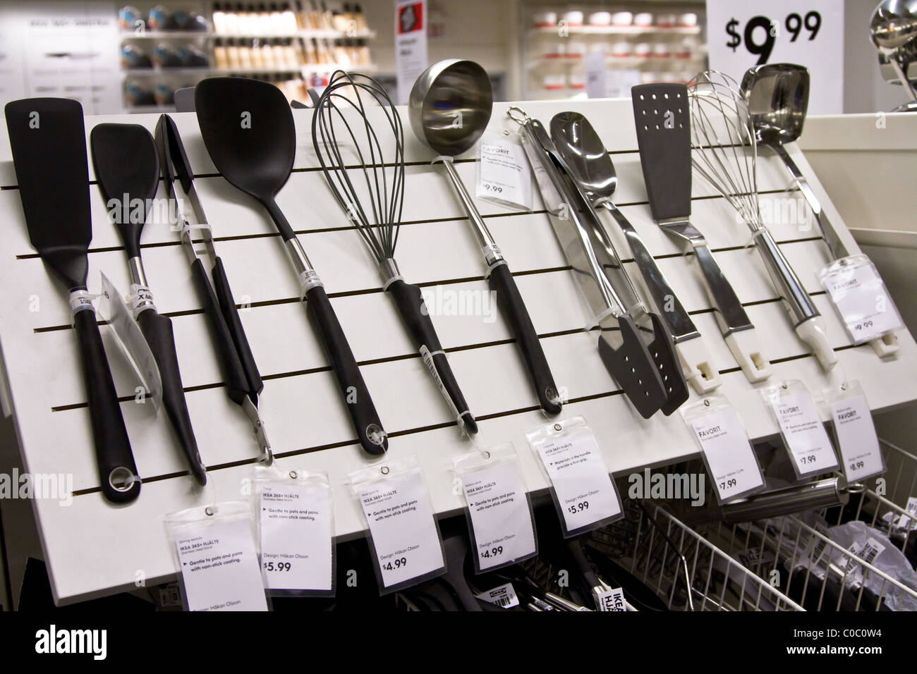 kitchen utensil store display Stock Photo