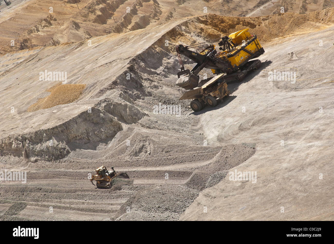 Scene from Kennecott Utah Copper's open pit mine, near Salt Lake City, Utah, one of the largest in the world. Stock Photo