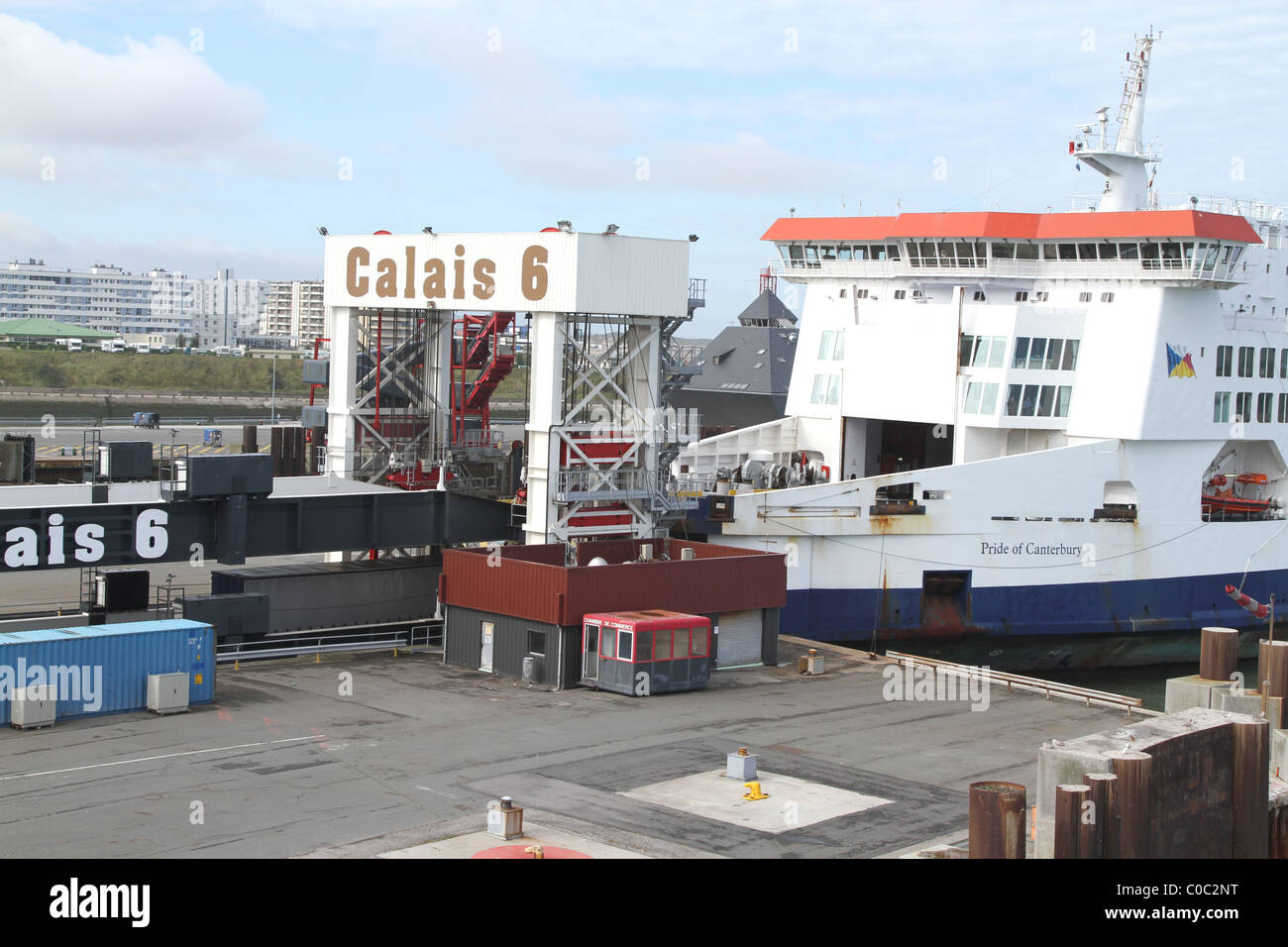 P&O car ferry loading at Calais port, France Stock Photo Alamy