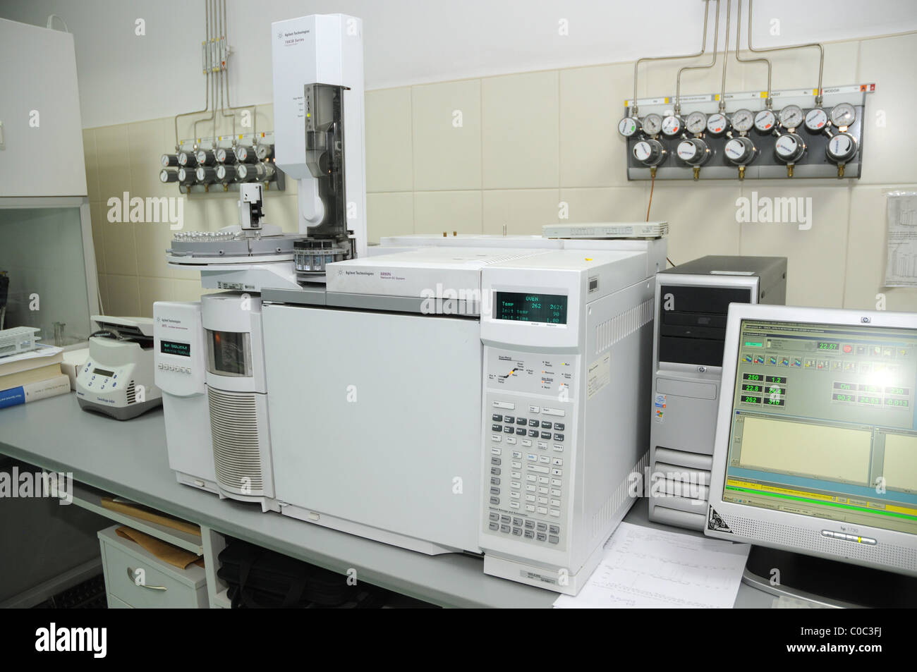 Gas Chromatograph autosampler in The Central Forensic Laboratory of the Polish Police in Warsaw Stock Photo