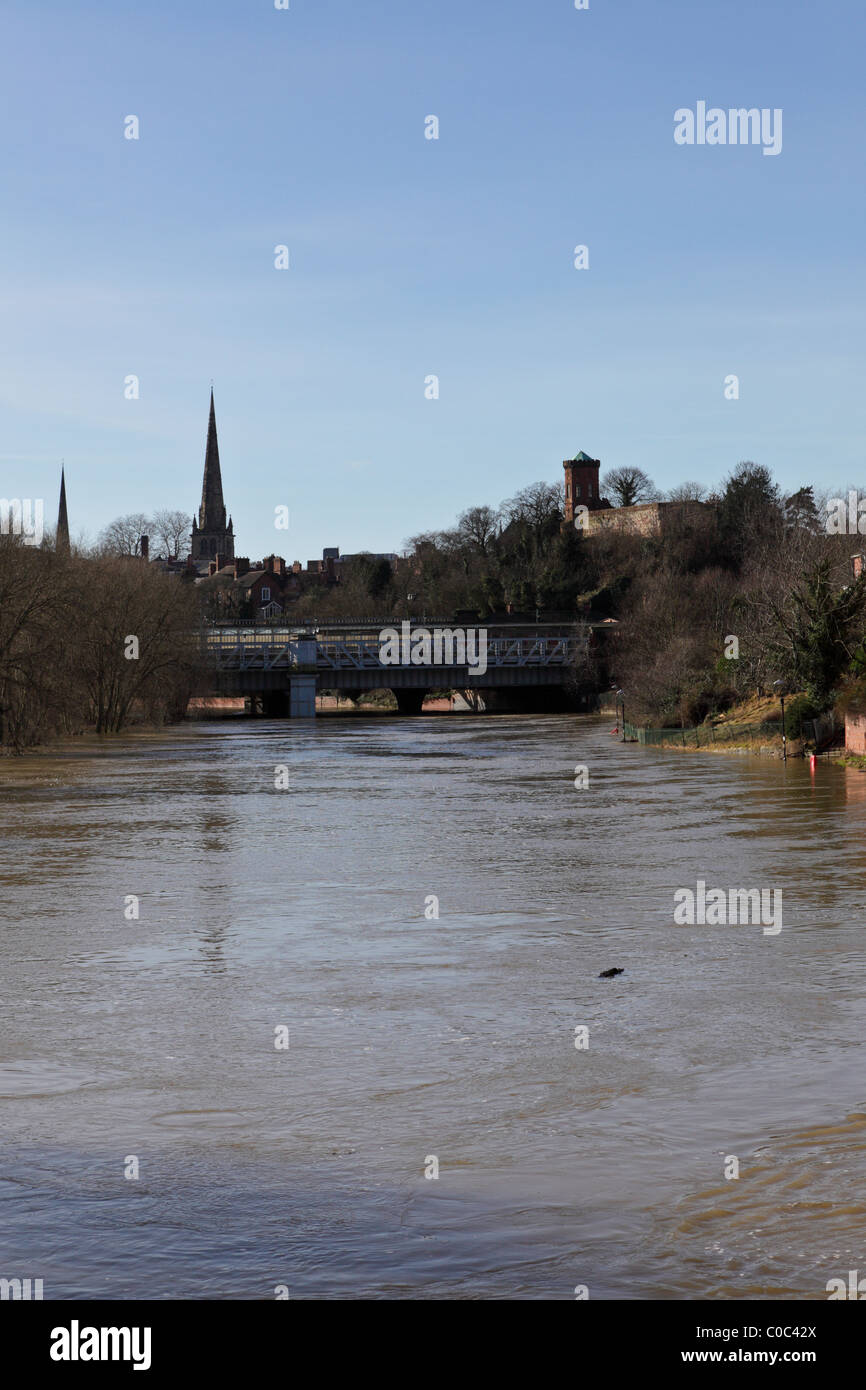 Image relating to winter flooding in the Shropshire town of Shrewsbury. Stock Photo