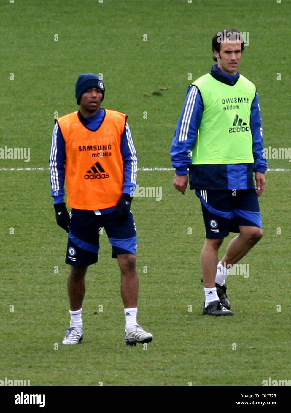 Cole Ricardo Ashley Cole and Ricardo Carvalho during a training session with their ...