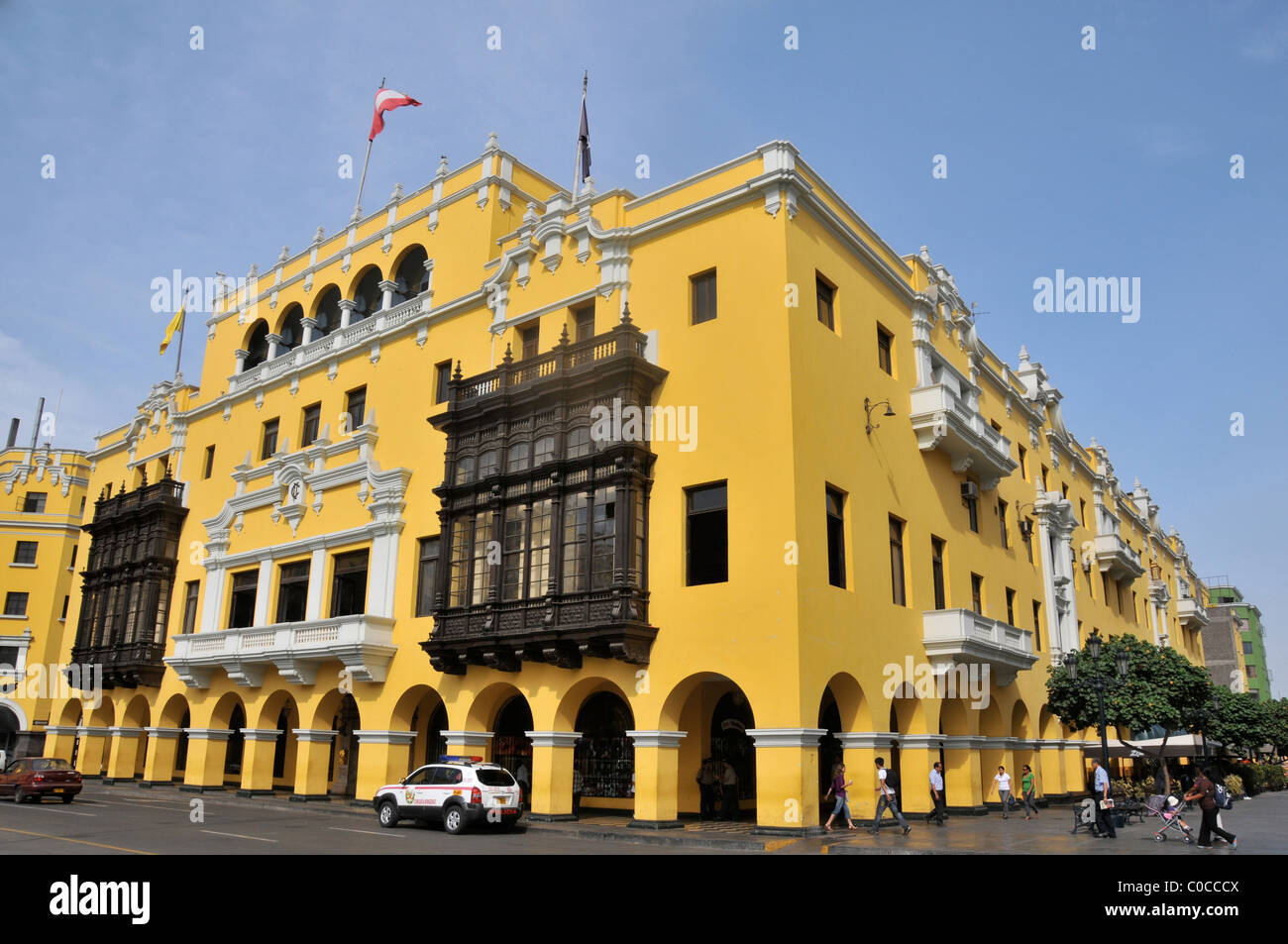 colonial building plza Mayor Lima Peru South America Stock Photo