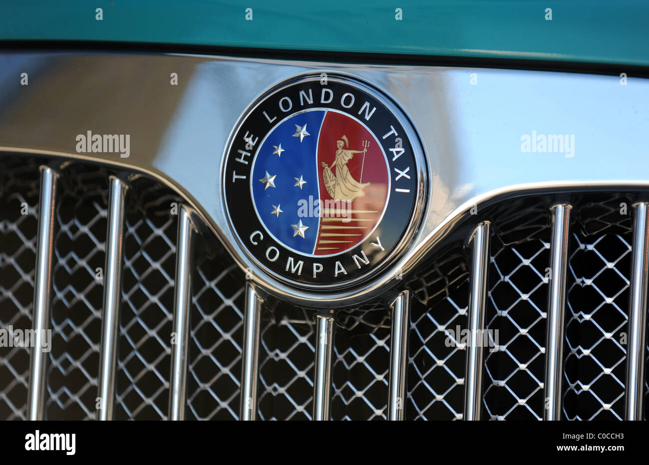 The London Taxi Company Logo On The Front Of One Of Their Cabs Stock Photo Alamy