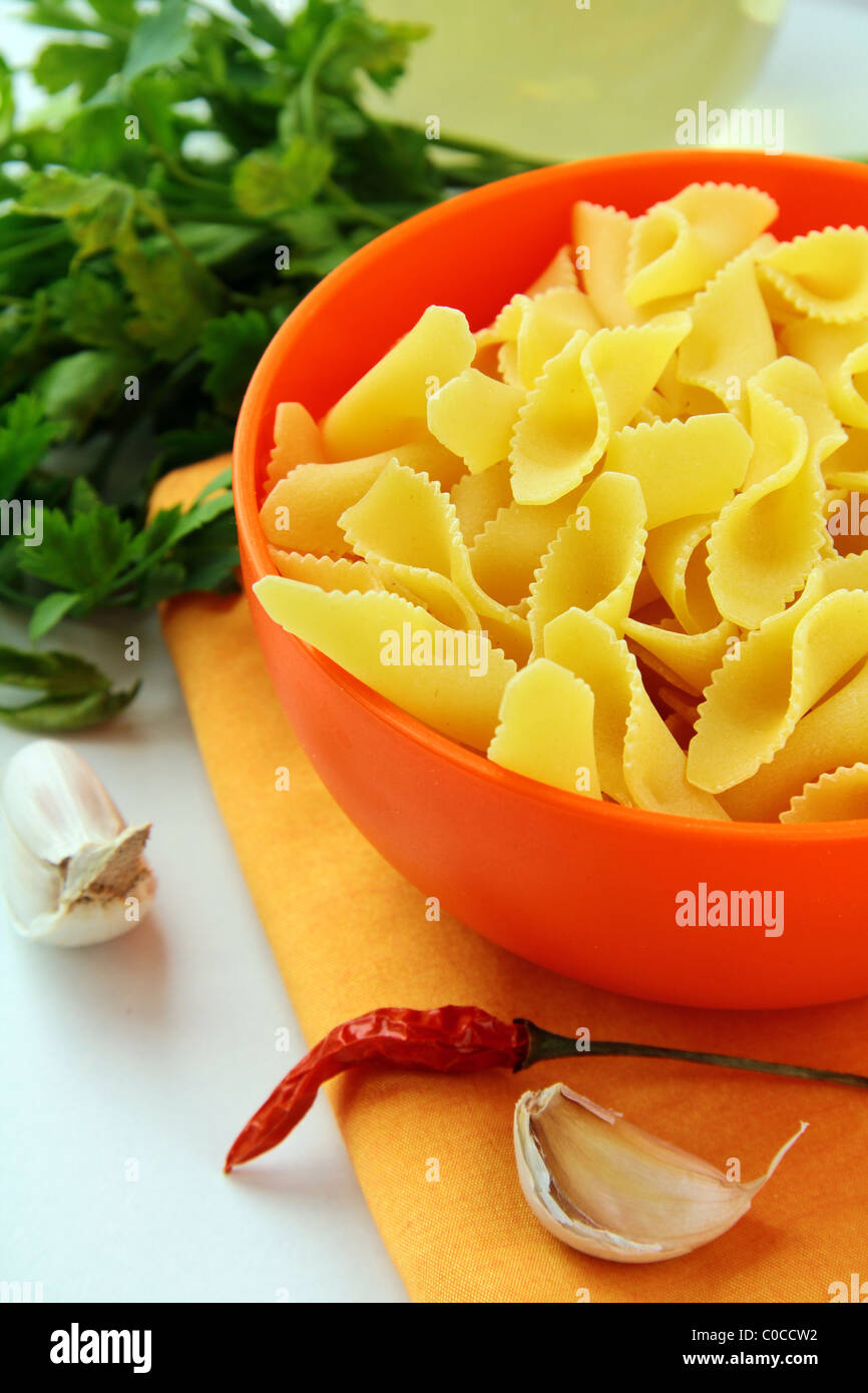 Pasta ingredient olive oil, basil, tomato Stock Photo Alamy