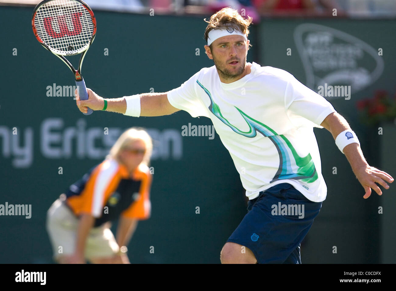 Mardy Fish plays Roger Federer Pacific Life Open Tennis Tournament ...