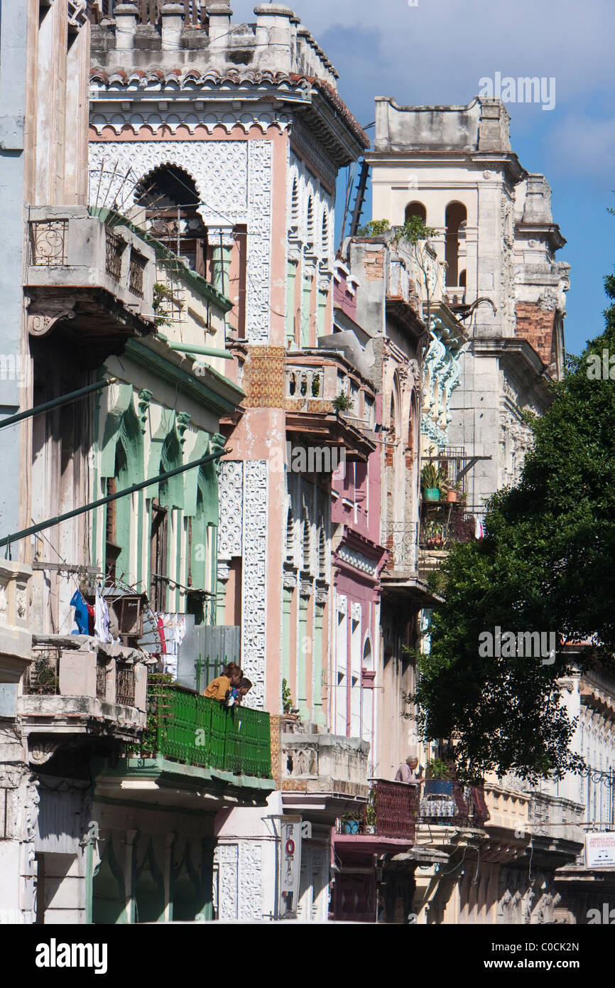 Cuba, Havana. Moorish Architecture on the Prado. Stock Photo
