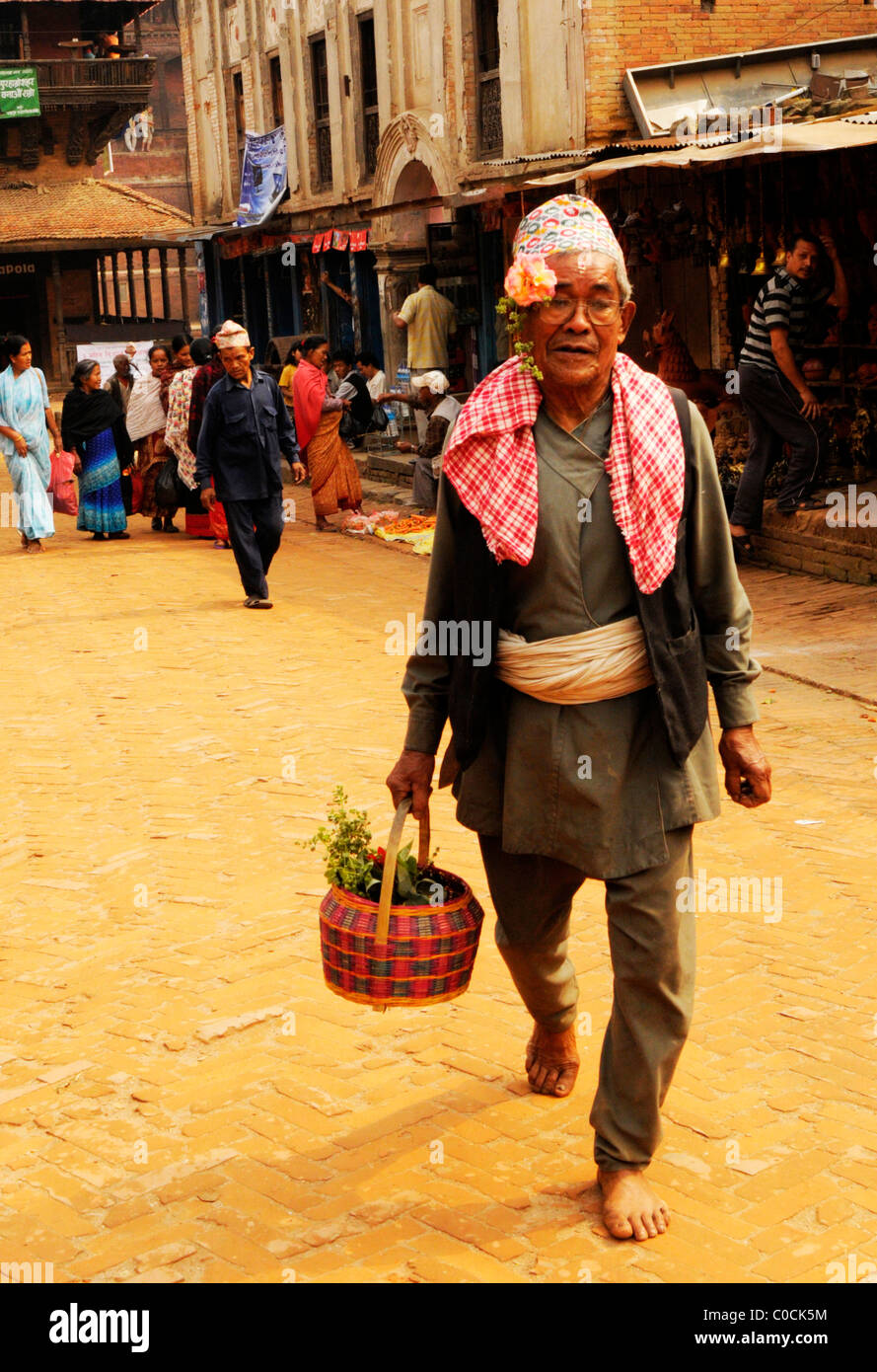nepalis man during one of the many festivals ,peoples lives ( the nepalis ) , life in kathmandu , kathmandu street life , nepal Stock Photo