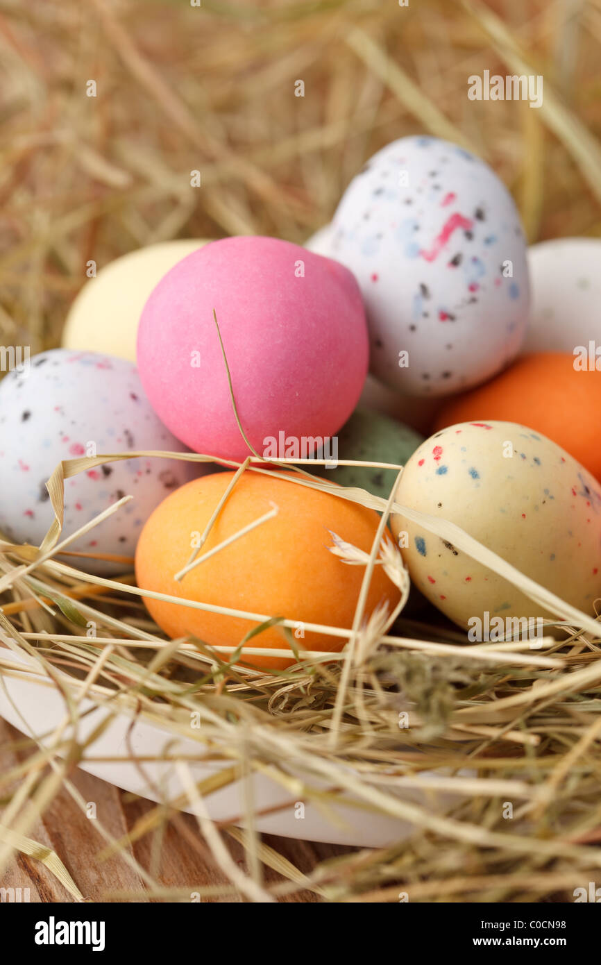Easter eggs in a bird's nest Stock Photo - Alamy