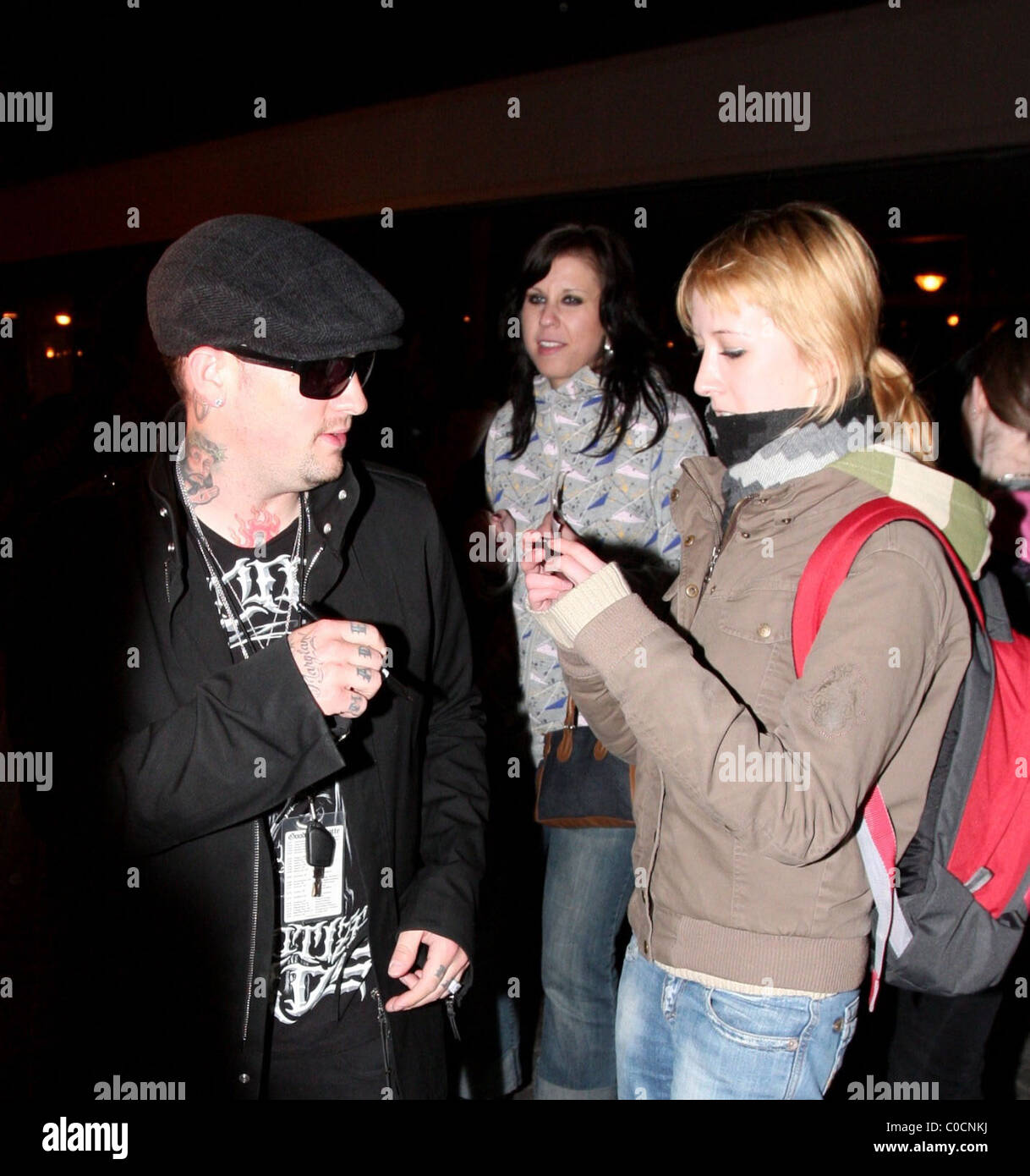 Benji Madden of Good Charlotte leaving Prague in their tour bus immediately after the gig at the